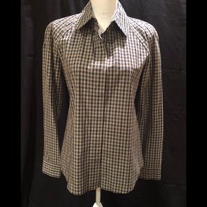 Theory Check Print Button Down Shirt Size L